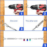 164FT Black Vinyl-Coated 304 Stainless Steel Cable – Heavy Duty String Lights Hanging Kit with Turnbuckle, Thimble | Lumora