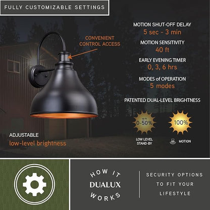 VAXCEL Delano Bronze Motion Sensor Dusk to Dawn Farmhouse Barn Dark Sky Outdoor Wall Light