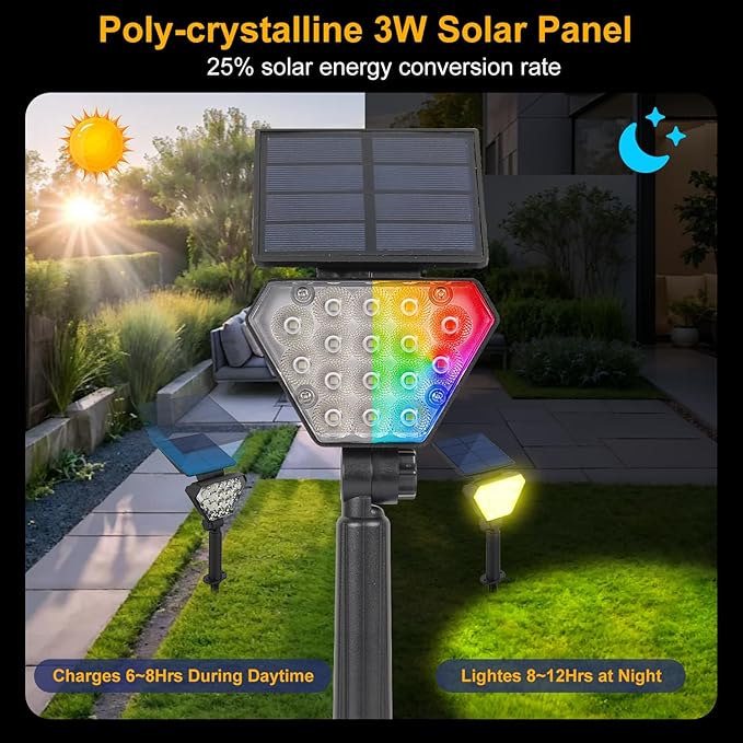 T-SUN Solar Spotlights Outdoor, Color Changing Landscape Lights, Halloween Lights Outdoor IP65 Waterproof Landscape | Lumora