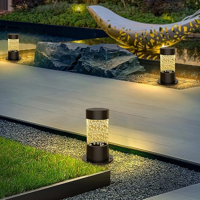 Modern Solar Pathway Light Solar Powered Mini Garden Lights Outdoor IP65 Waterproof Lawn Lamp LED Landscape Bollard Lighting Fixture for Courtyard Pathway Walkway Front/Back Door Decor
