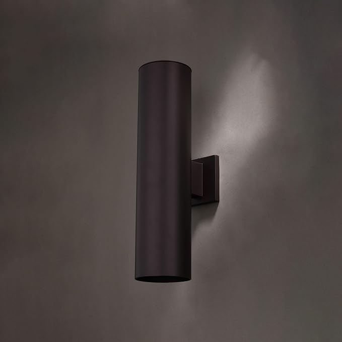 VAXCEL Chiasso 20 in. H 2-Light Deep Bronze Outdoor Wall Sconce Made of Rust-Resistant Aluminum, Metal Shade | Lumora