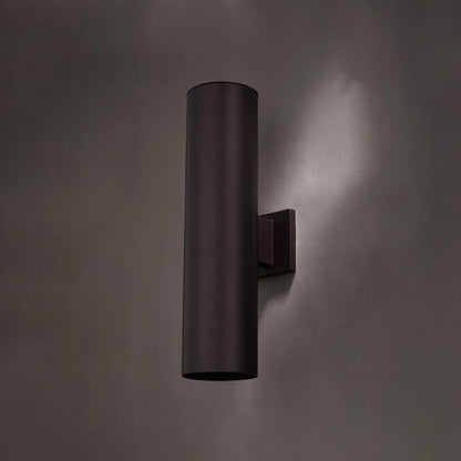 VAXCEL Chiasso 20 in. H 2-Light Deep Bronze Outdoor Wall Sconce Made of Rust-Resistant Aluminum, Metal Shade, Up-Down Wall Wash, LED Compatible, Use for Exterior Porch Patio Front Door or Garage