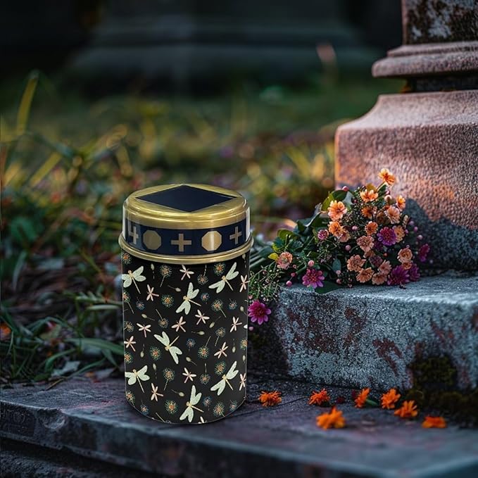 Garden Decor Solar Light Outdoor Stake Patio Yard Lawn Porch Pathway Grave Dragonflies Solar Lights for Cemetery Outside Waterproof Decorations