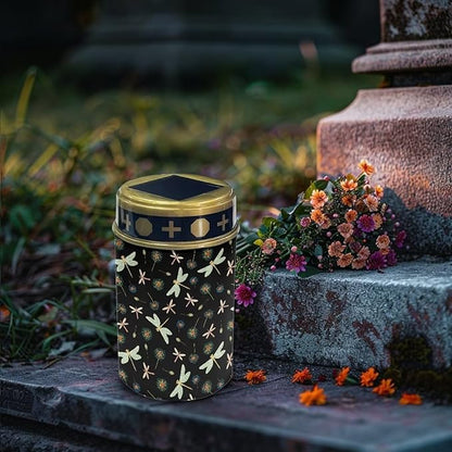 Garden Decor Solar Light Outdoor Stake Patio Yard Lawn Porch Pathway Grave Dragonflies Solar Lights for Cemetery Outside Waterproof Decorations