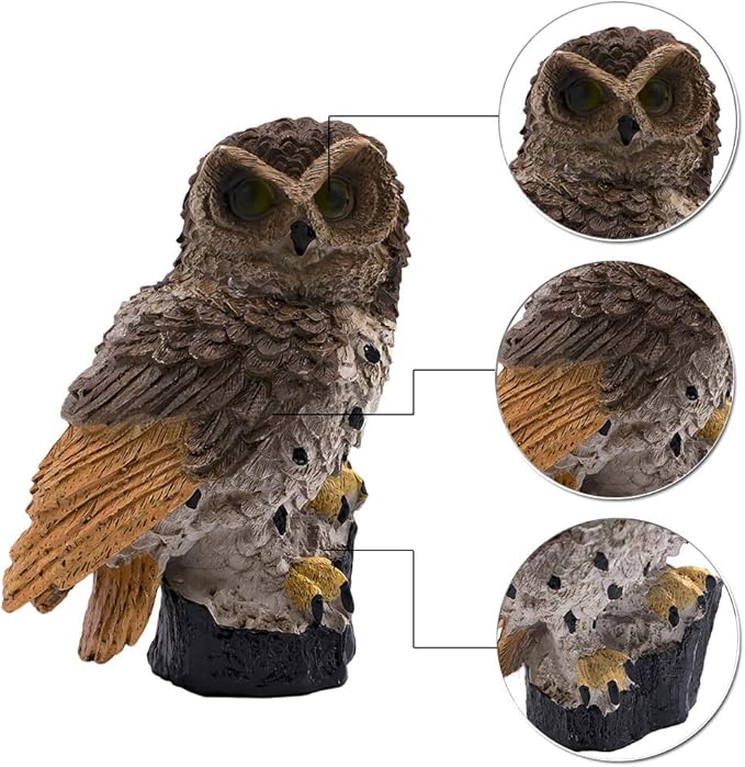 Garden Solar Lights,Owl Shape Waterproof LED Outdoor Lights,Garden Ornaments for Lawn,Pathway,Yard,Driveway,Step and Walkway,Wedding,Party and Patio Decorations(Brown)