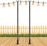 COCONUT String Light Poles for Ground, 8FT Heavy Duty Adjustable Metal Poles for Outdoor String Light Hanging with | Lumora