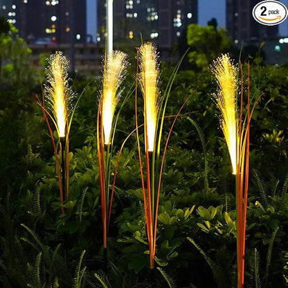 GUOCHENG Solar Garden Lights Outdoor, 4 Pack Optical Reed Plant Lights for Outside, Solar Bulrush Lights Waterproof Garden Decoration for Yard Lawn Patio Balcony(4pack)