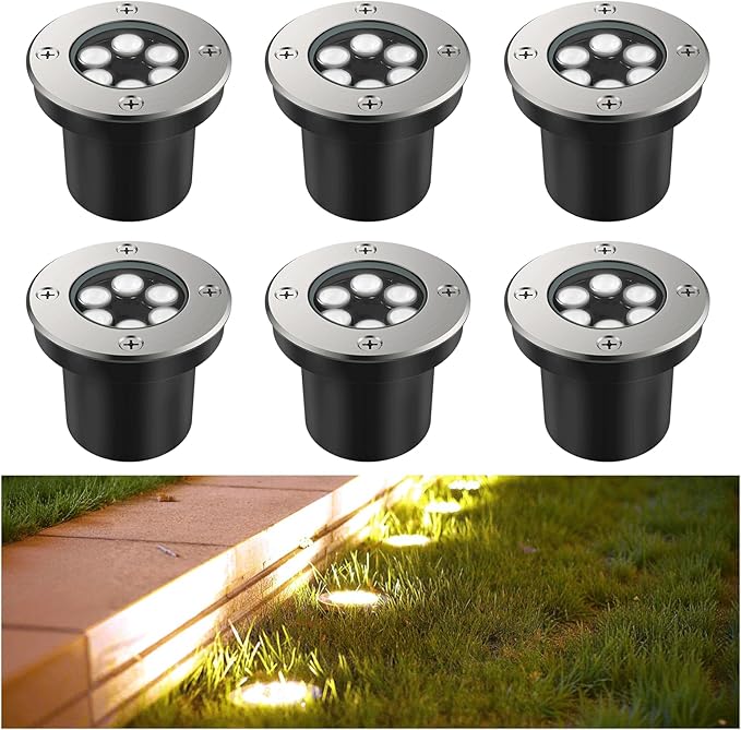JESLED Landscape Lighting 6W LED Well Lights, 12V 24V Ground Lights 6000K Bright White, IP67 Waterproof Low Voltage | Lumora
