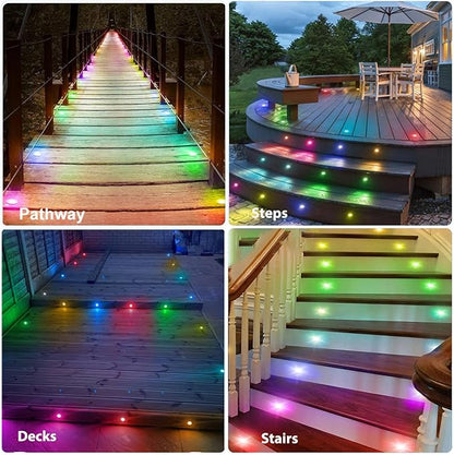 LED Deck Light, 1pcs 1.22" Low Voltage WiFi RGBW+IC Multicolor Dynamic Deck Light, IP67 Waterproof 12V Step Lights Outdoor for Garden Yard Path Stairs