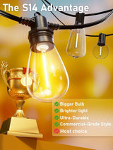 100FT LED Outdoor String Lights with 30 Edison Shatterproof IP65 Waterproof Bulbs, 2700K Dimmable Commercial Grade | Lumora