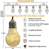 Battery Operated Outdoor Lights 22.85FT 20 Edison Bulb String Light Outdoor 100 LED Fairy Lights with Timer & 8 | Lumora