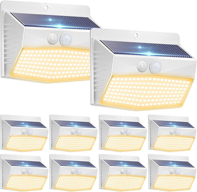 Peasur Solar Lights Outdoor Motion Sensor [10 Packs] Security Light with 3 Lighting Modes Wall Lights Waterproof | Lumora