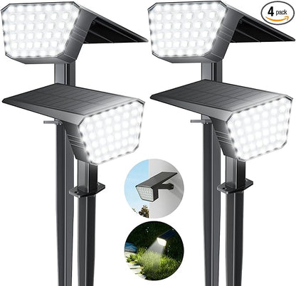 Solar Spot Lights Outdoor, IP65 Waterproof 44 LED Landscape Spotlights, Solar Powered Spotlight with Auto On/Off and 3 Lighting Modes for Outside Garden Decor, 4 Pack (Cool White)