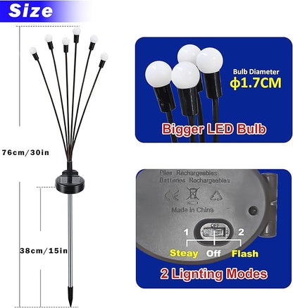 Patriotic Solar Firefly Lights 2 Pack Red White Blue Swaying Outdoor Lights 6 LED Each Waterproof Solar Stake Light for 4th of July Memorial Day Independence Day Yard Garden Patio Decor