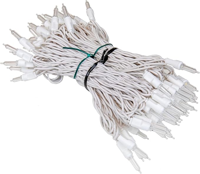 Novelty Lights Vintage Style T5 Warm White LED Christmas Lights, 35 Feet White Wire String of 70 Mini Bulbs, UL Listed Indoor/Outdoor Tree Lighting