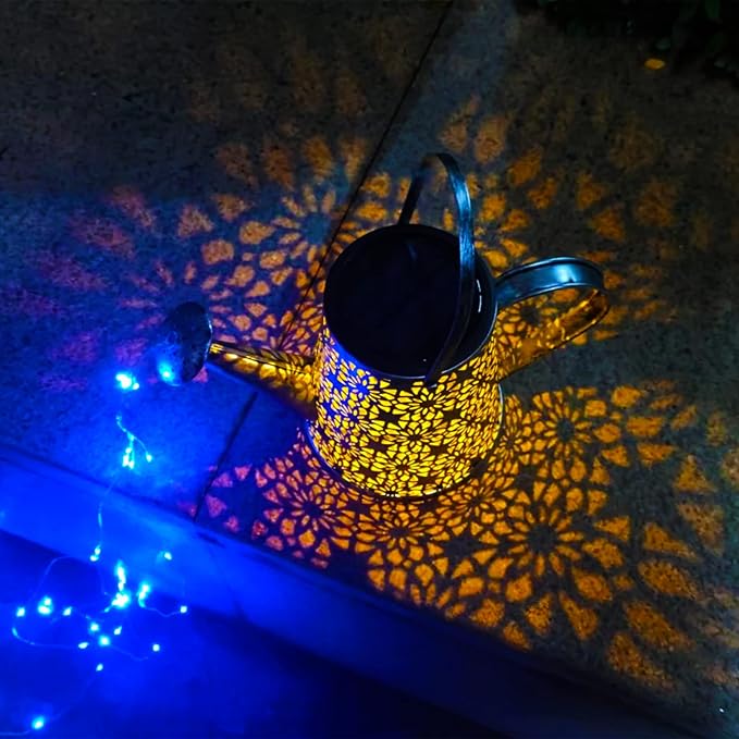VOOKRY Solar Watering Can Lights, Large Retro Hanging Blue Solar Lights Outdoor Decorative Garden Decor Waterproof for Outside Patio Yard Porch Lawn Landscape, Birthday Gifts for Women Mom Grandma