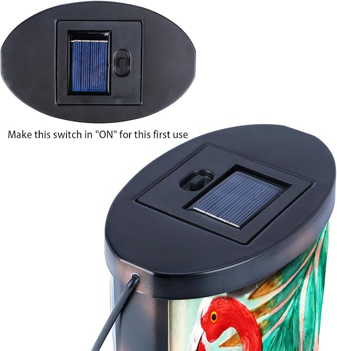 Hanging Solar Lantern Outdoor Waterproof Flamingo Solar Lights Glass Tabletop Decorative Lamp for Outdoor Patio | Lumora