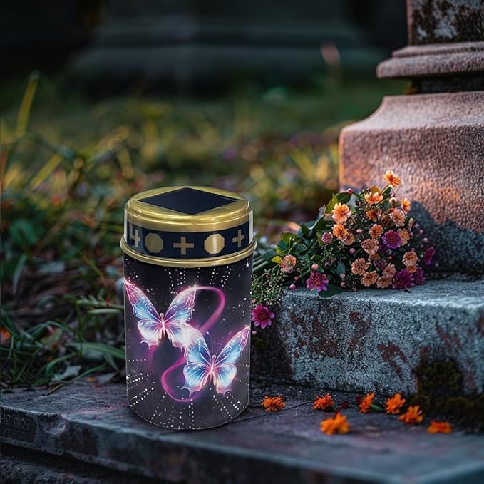 Butterfly Print Solar Lights Outdoor, Solar Pathway Lights Easy to Install, Waterproof Solar Lights for Outside Yard Garden Walkway Driveway Lawn Pathway