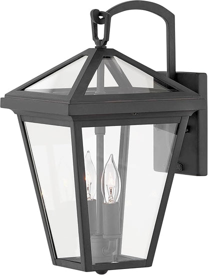 Hinkley Alford Place 2560MB-LL Medium Outdoor LED Wall Mount Lantern - Die Cast Aluminum Frame, Sealed Clear Glass, Dimmable - Museum Black