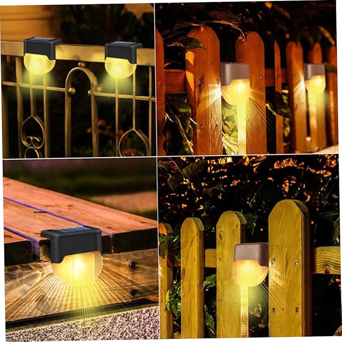 Solar Powered Stair Lamp Warm LED Lighting Outdoor Handrail Fence Light Easy Installation Energy Saving