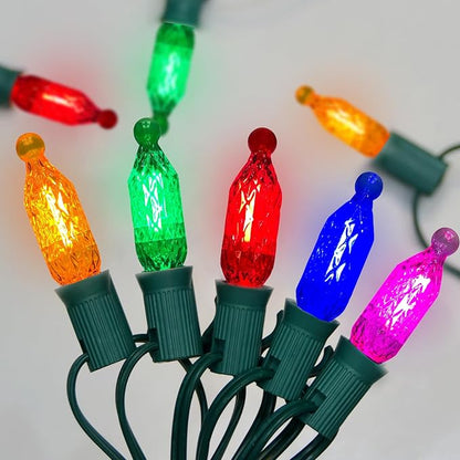 SUNSGNE 25FT Colored Christmas Lights with 25 LED Diamond Shatterproof Multicolor Bulbs, Colorful Christmas Lights for Patio Yard Porch Balcony Gazebo Xmas Decorations, E12 Socket