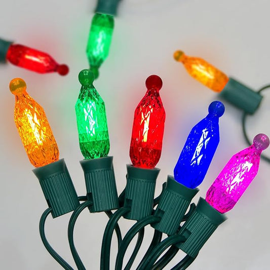 SUNSGNE 25FT Colored Christmas Lights with 25 LED Diamond Shatterproof Multicolor Bulbs, Colorful Christmas Lights for Patio Yard Porch Balcony Gazebo Xmas Decorations, E12 Socket
