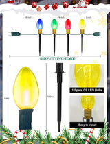 C9 Outdoor Christmas Pathway Lights, Set of 4 Outdoor Lawn Christmas Lights with C9 Clear Multicolored Jumbo LED | Lumora