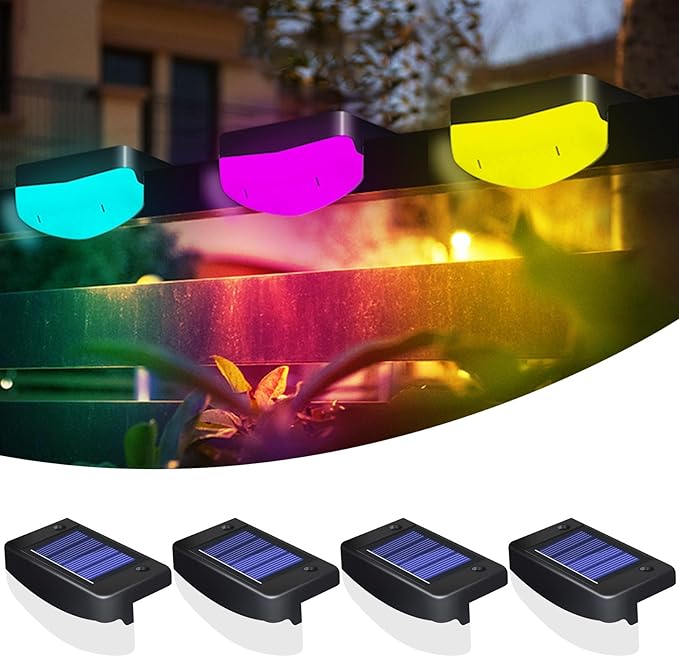 LED Solar Step Lights, 4 Pack Solar Deck Lights Outdoor IP65 Waterproof Pool Side Lighting Decor for Stairs Fence | Lumora