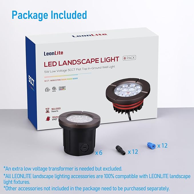 LEONLITE Dia. 4 Inch 5CCT Well Lights Landscape LED In Ground, 5 Color Temperature Selectable, 12-24V AC/DC CRI90 | Lumora