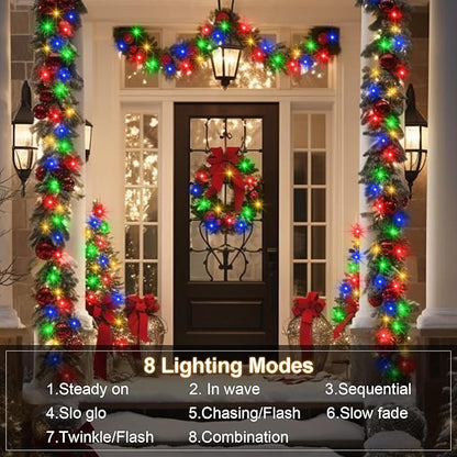 4 PACK Multicolor Battery Operated String Lights Outdoor 16.5Ft 50LED Battery Timer String Lights RGBY Clear Wire Christmas Tree Lights with 8 Modes Indoor Decorations for Yard Patio Window Tree
