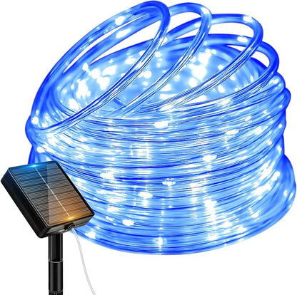 btfarm Solar Rope Lights Outdoor, 120LED 46FT Solar String Lights Outside Waterproof, 8 Lighting Modes Tree Tube Fairy Light Solar Powered for Garden Christmas Yard Party Decorations, Blue