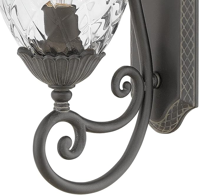 Hinkley Plantation Large Wall Mount Outdoor Lantern - Pineapple Motif, 1-Light, Clear Optic Glass, Aluminum | Lumora