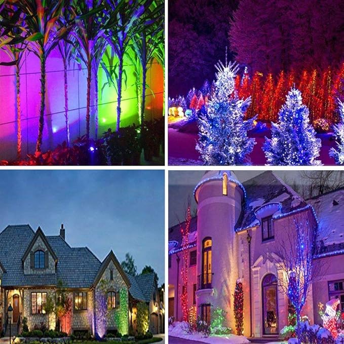 Youngine Pack of 2, 12V Low Voltage LED Landscape Lights Waterproof Outdoor Walls Trees Flags Spotlights 5W COB Garden Yard Path Lawn Light with Spike Stand (Red), NO Plug