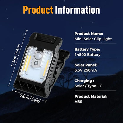 Outdoor Solar Clip Light with Motion Sensor, 2026 New Clip on Solar Lights Outdoor Waterproof 3 Modes 3 Mounting Ways for Fence, Wall, Garage, Patio Umbrella (1 pcs)