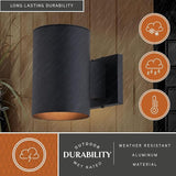 VAXCEL Chiasso 7.25 in. H 1-Light Textured Black Dusk to Dawn Sensor Outdoor Wall Sconce Rust-Resistant Aluminum | Lumora