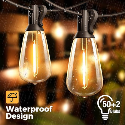 Woolmug Outdoor String Lights Total 232FT Patio Lights with Remote 100+4 Extra Shatterproof ST38 LED Vintage Edison Bulbs, Outside Lights Waterproof for Porch Deck Garden Backyard Balcony【Dimmable】