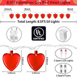 Red Heart String Lights, 8.5Ft Valentines Day Decorations Light with 10 LED Red Heart - Decorative Outdoor Light | Lumora