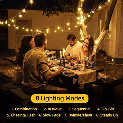 Solar String Lights, Small Crystal Ball ，Outdoor String Light 60 LED 40ft 8 Lighting Modes Waterproof Solar Powered Patio Solar Light for Garden Yard Porch Wedding Party Decor (Warm White)