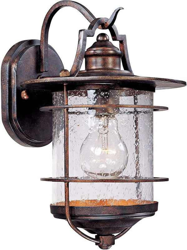 Franklin Iron Works Casa Mirada Rustic Industrial Outdoor Wall Light Fixture Vintage Bronze Metal 12" Clear Seedy | Lumora
