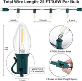 SUNSGNE C7 LED Clear Christmas String Lights Outdoor, 25FT Vintage Christmas Tree Lights with 27 0.6W Bulbs(2 | Lumora