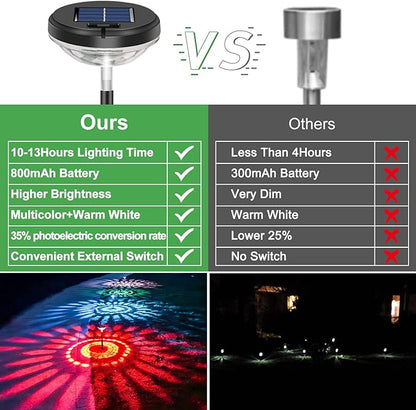 Bright Solar Pathway Lights 6 Pack,Color Changing+Warm White LED Solar Lights Outdoor,IP67 Waterproof Solar Path Lights,Solar Powered Garden Lights for Walkway Yard Backyard Lawn Landscape Decor