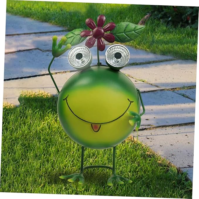 SUPVOX Solar Frog Garden Light Outdoor Decoration High-Efficiency Solar Pathway Lamp with Wrought Iron Design for Lawn Patio and Landscape Lighting