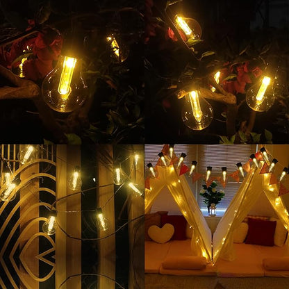 Vintage Christmas Lights Battery Powered 6.5Ft 10 LED Edison Hanging Lights with Remote Timer, Indoor Fairy Lights Shatterproof Outdoor Patio String Lights for Bedroom Garden Camping Christmas Decor