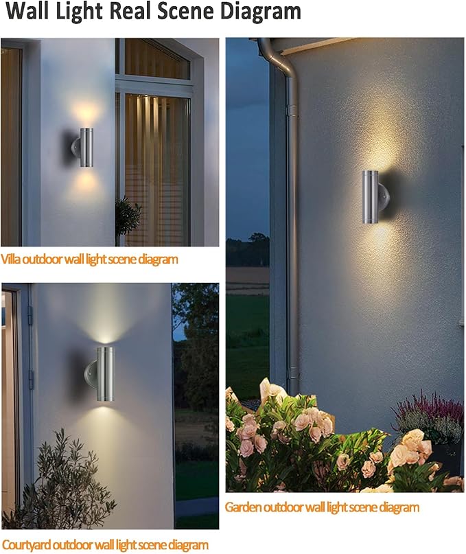 Up and Down Lights Outdoor Silver Cylinder Modern Outdoor Wall Light Stainless Steel Sconce Light Waterproof | Lumora