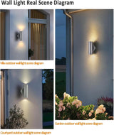 Up and Down Lights Outdoor Silver Cylinder Modern Outdoor Wall Light Stainless Steel Sconce Light Waterproof | Lumora