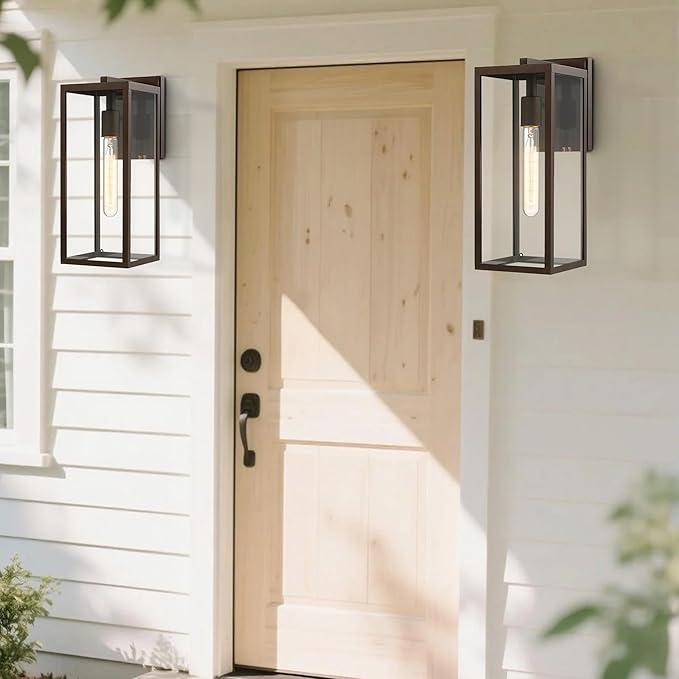 Bestshared Outdoor Wall Sconce Lights,Exterior Wall Lighting Fixtures with Clear Glass, Anti-Rust Modern Black | Lumora