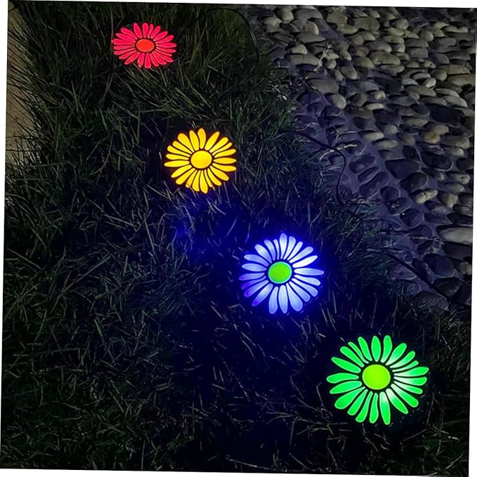 PRETYZOOM Eco-Friendly Led Solar Lawn Lamp Chrysanthemum Garden Decor No Tools Required for Pathway Patio