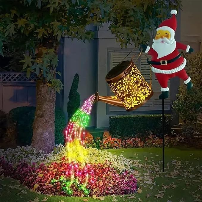 Christmas Santa Solar Kettle Lights,Garden Lawn Decorative Lights,IP65 Waterproof Outdoor Lantern Decoration for Pathway Patio (Seven Colors)