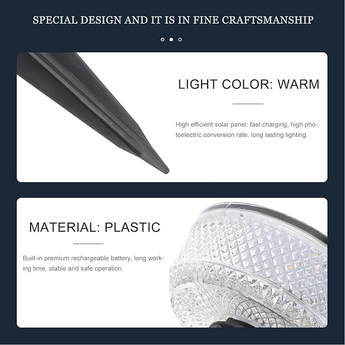 BESTonZON Solar Pathway Lights LED Garden Landscape Lamps Outdoor Waterproof Solar Lawn Lights Warm White Small Size for Patio Yard Decoration