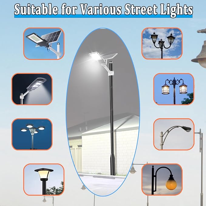 10Ft Tall Street Light Pole - Outdoor Metal Split Heavy Duty Street Lamp Post for Outside Large Solar Street Lights | Lumora